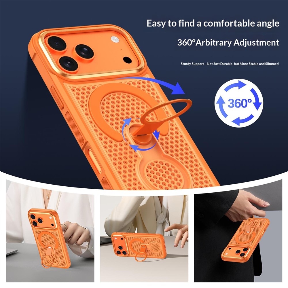 360°-os, merev hátlapos gél tok MagSafe-kompatibilis iPhone 18 Pro Max/17 Pro Max készülékekhez – narancssárga