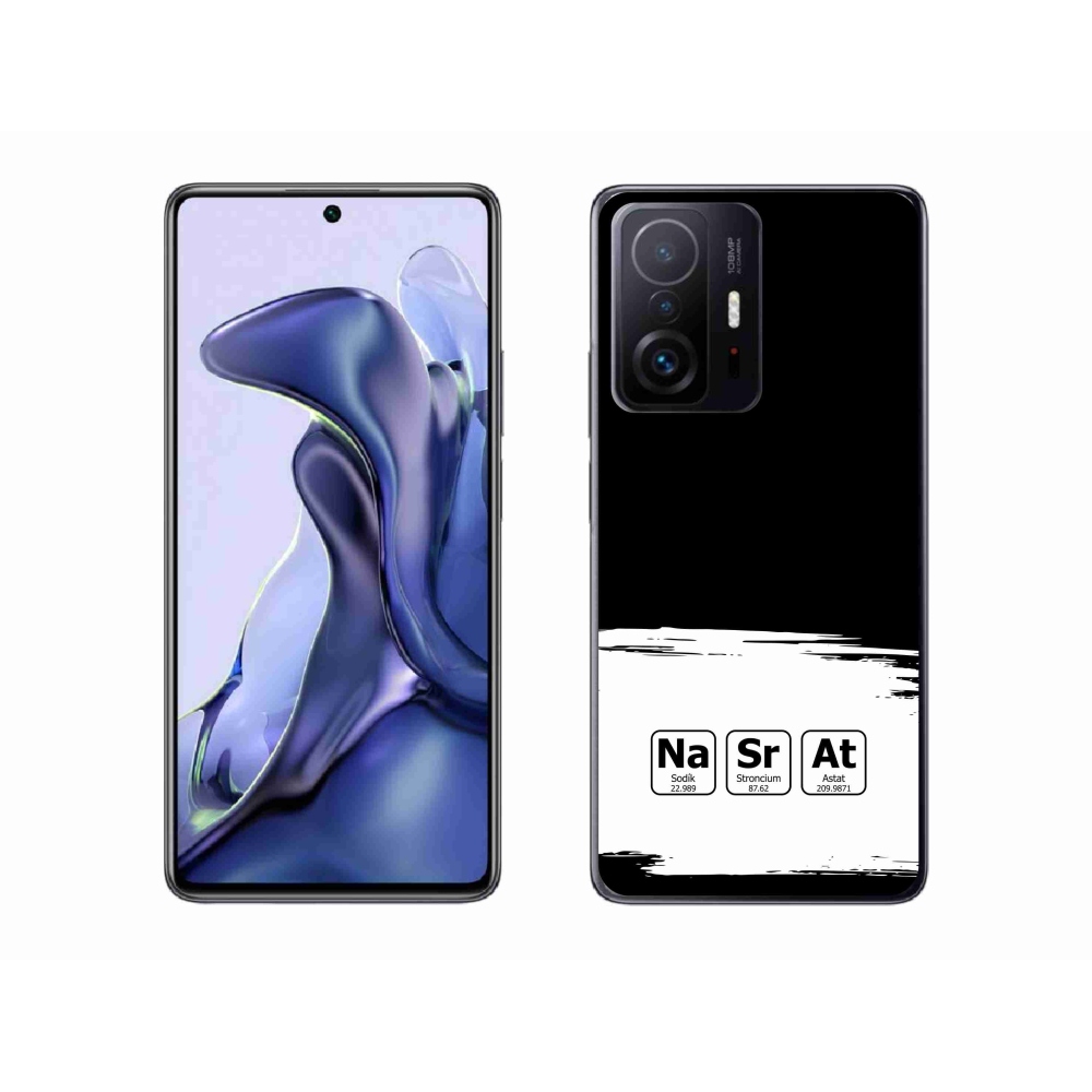 Gél borítás mmCase a Xiaomi 11T Pro számára - kémiai elemek fehér és fekete háttérrel
