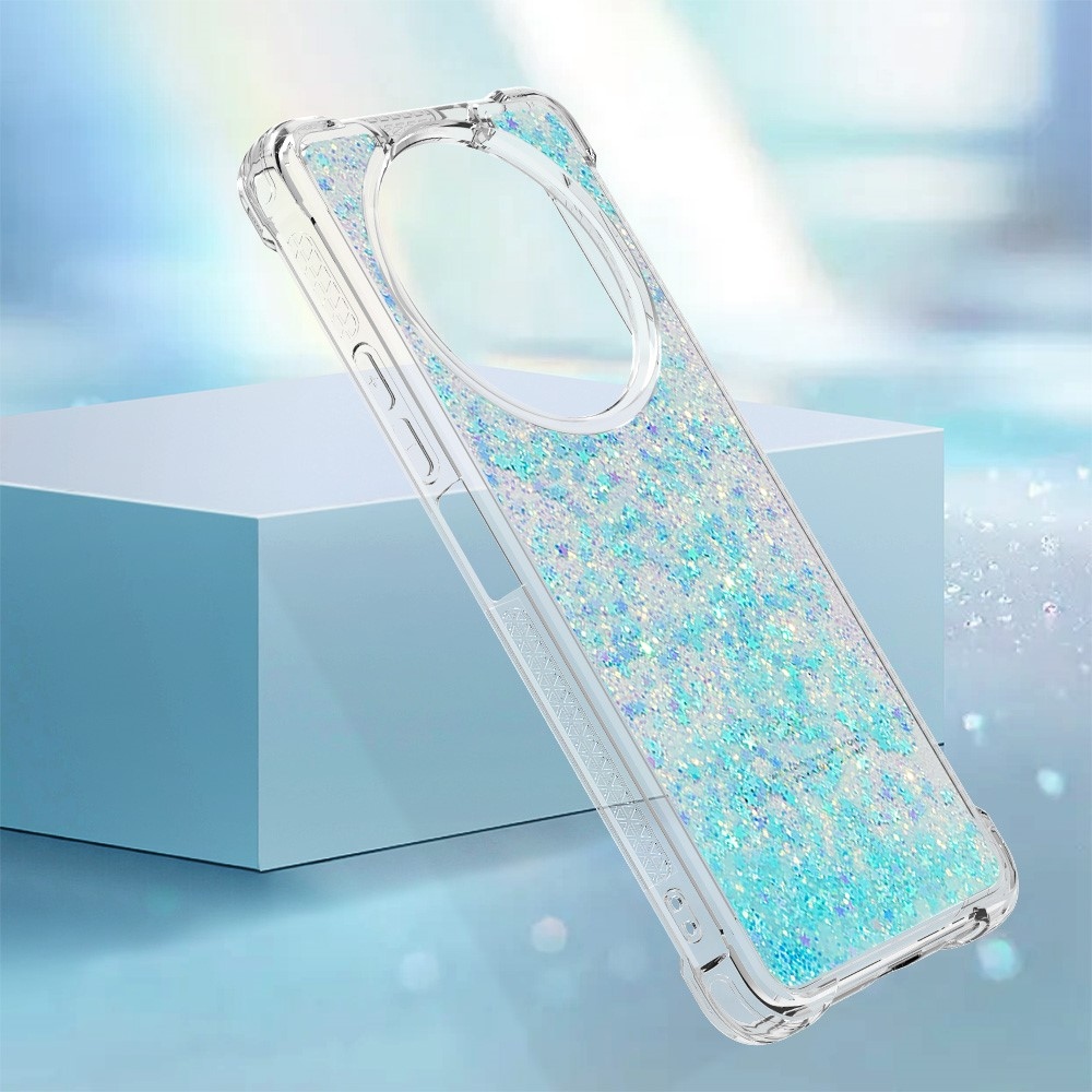Glitter zselés homokóra tok Xiaomi Redmi A3-hoz - kék/csillagok