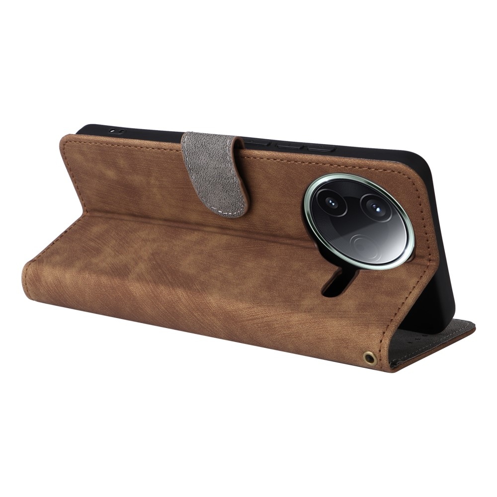 RFID könyvtáska a Xiaomi Poco F7 Pro 5G/Poco F7 Ultra 5G készülékhez - barna színű