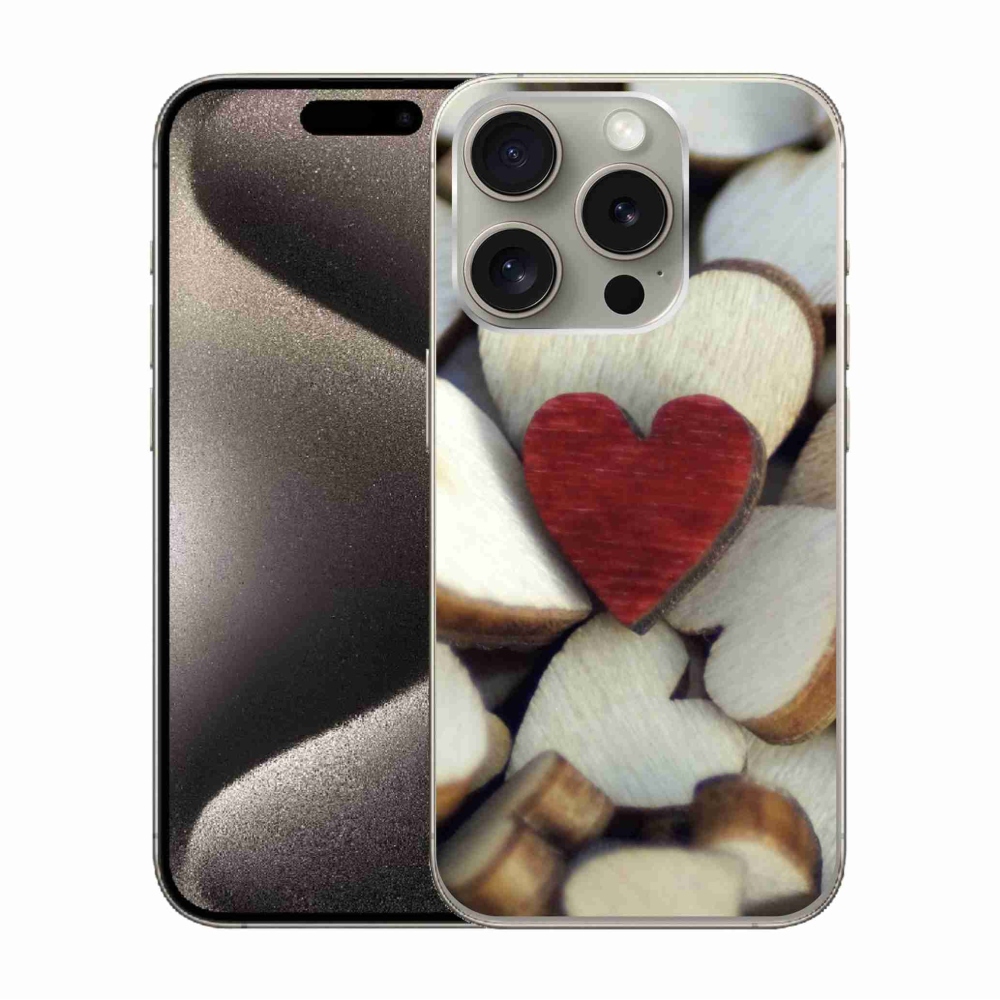 Zselés borítás mmCase iPhone 15 Pro készülékhez - gravírozott piros szív