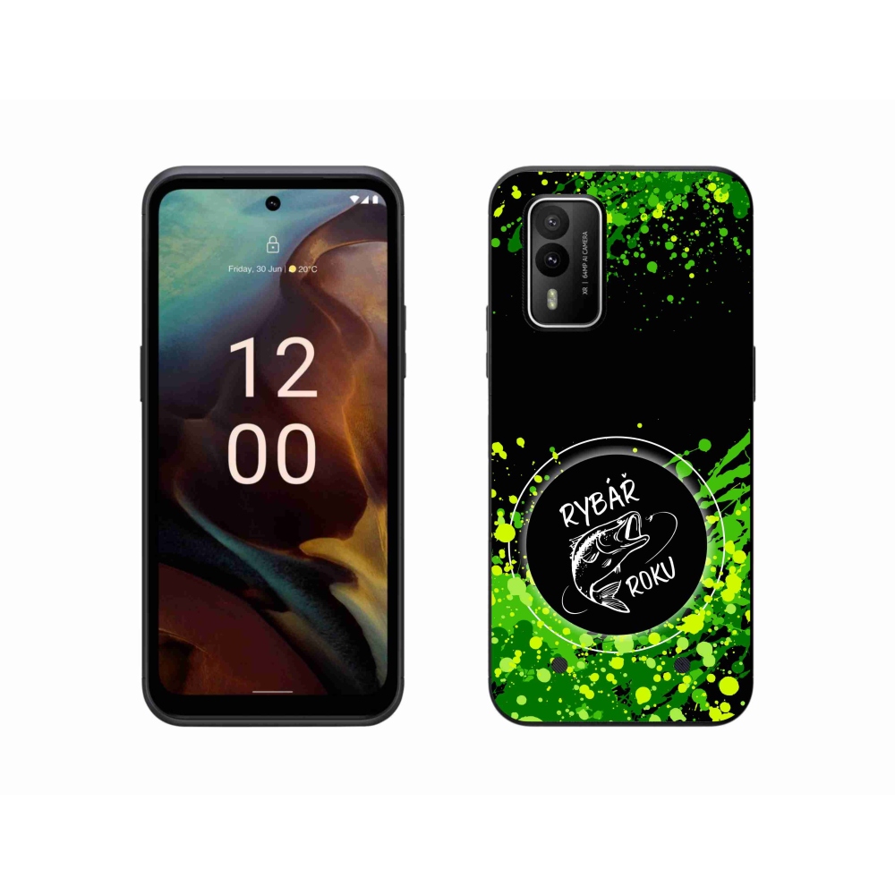 Zselés borító mmCase a Nokia XR21 készülékhez - Az év halászának fekete háttere