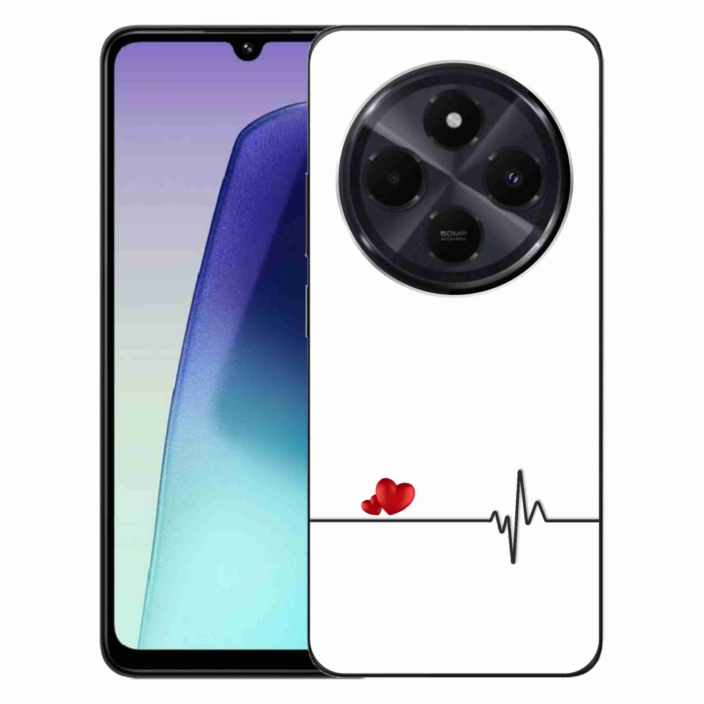 Gél borító mmCase a Xiaomi Redmi 14C/Poco C75-hez - szív és szívverés fehér háttérrel