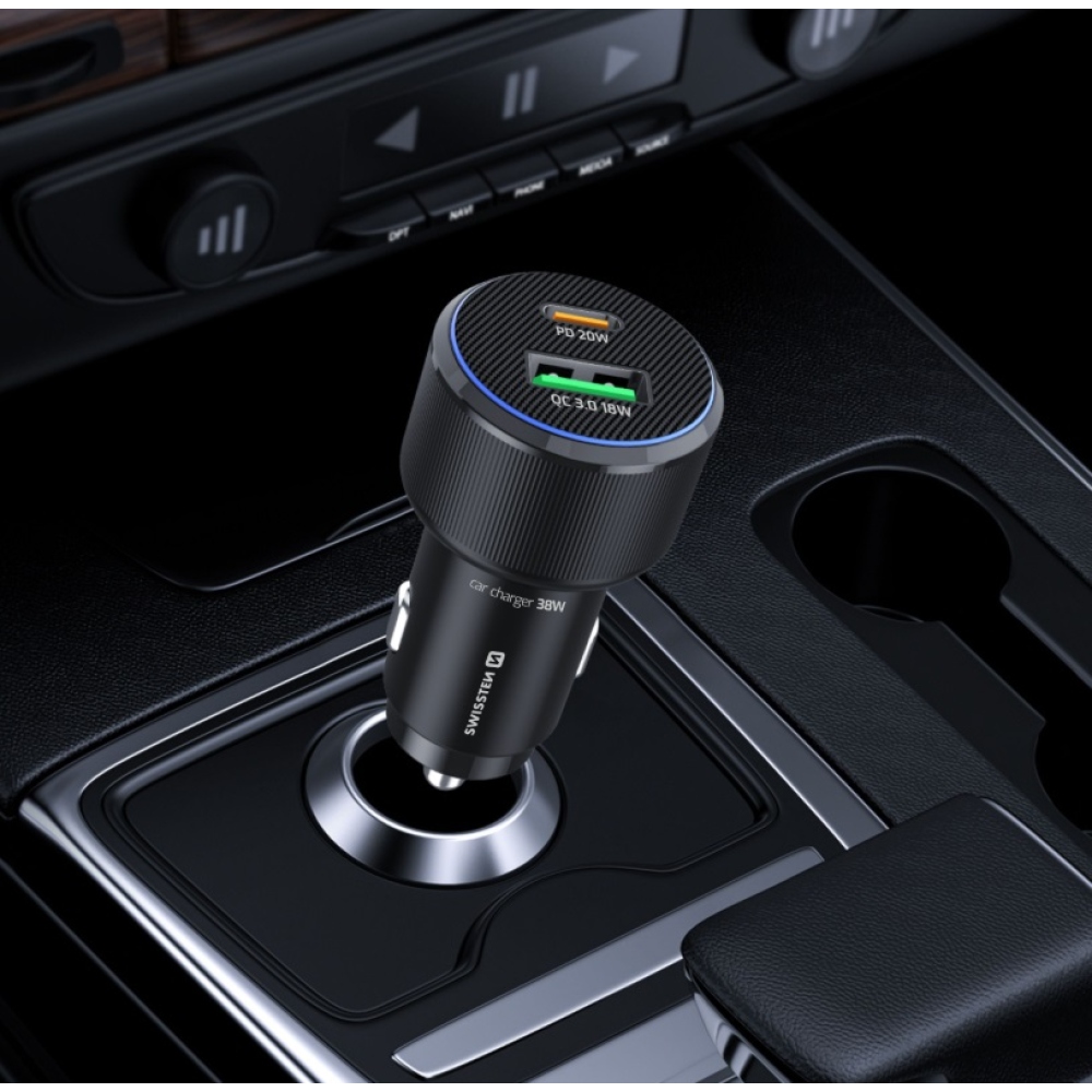 Swissten CL adapter USB-C PD + USB-A, 38W - Fekete