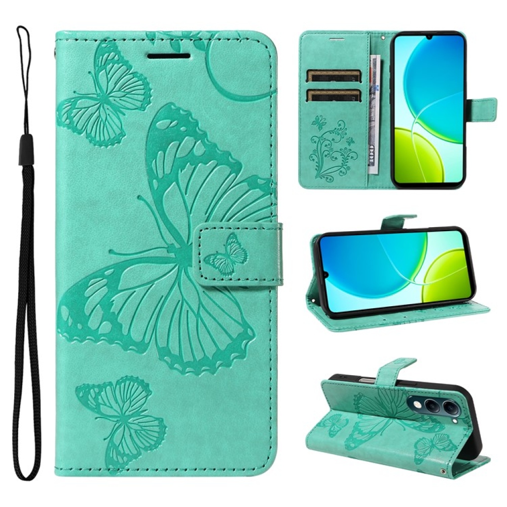 Nagy pillangó könyv tok a Vivo Y29s 5G-hez - teáskék színű