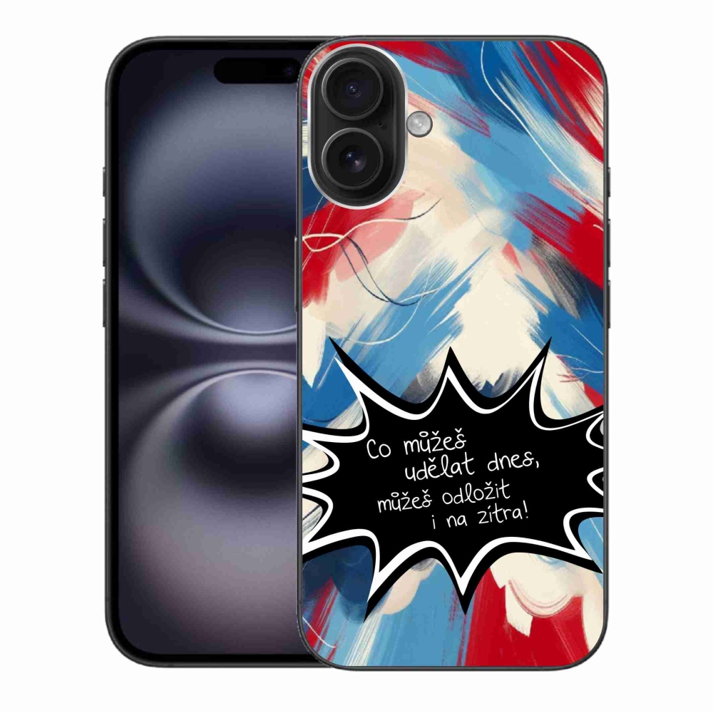 Gél borító mmCase iPhone 16 Plus készülékhez - vicces szöveg 9 fekete háttér