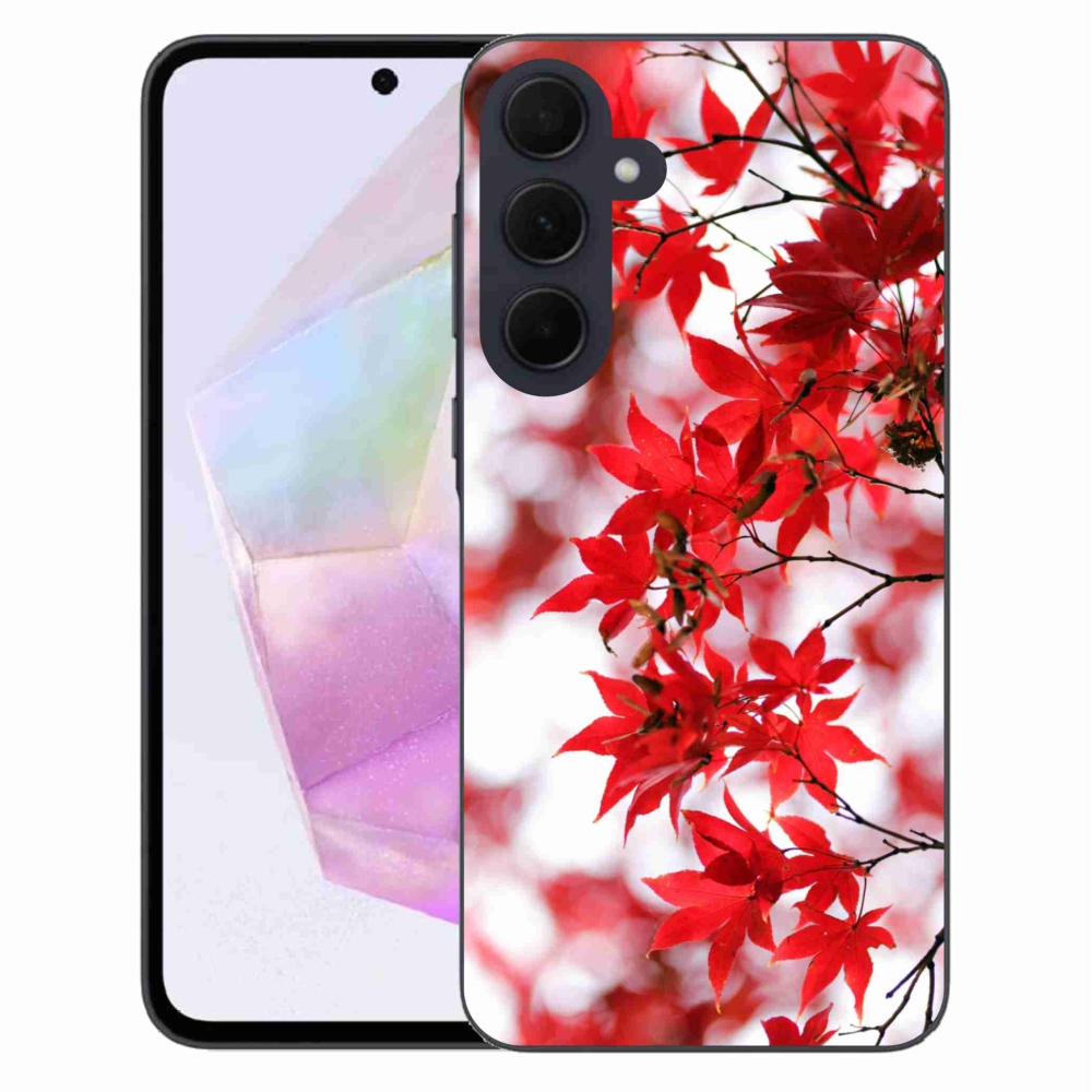 Zselés borítás mmCase Samsung Galaxy A35 5G - piros levelek