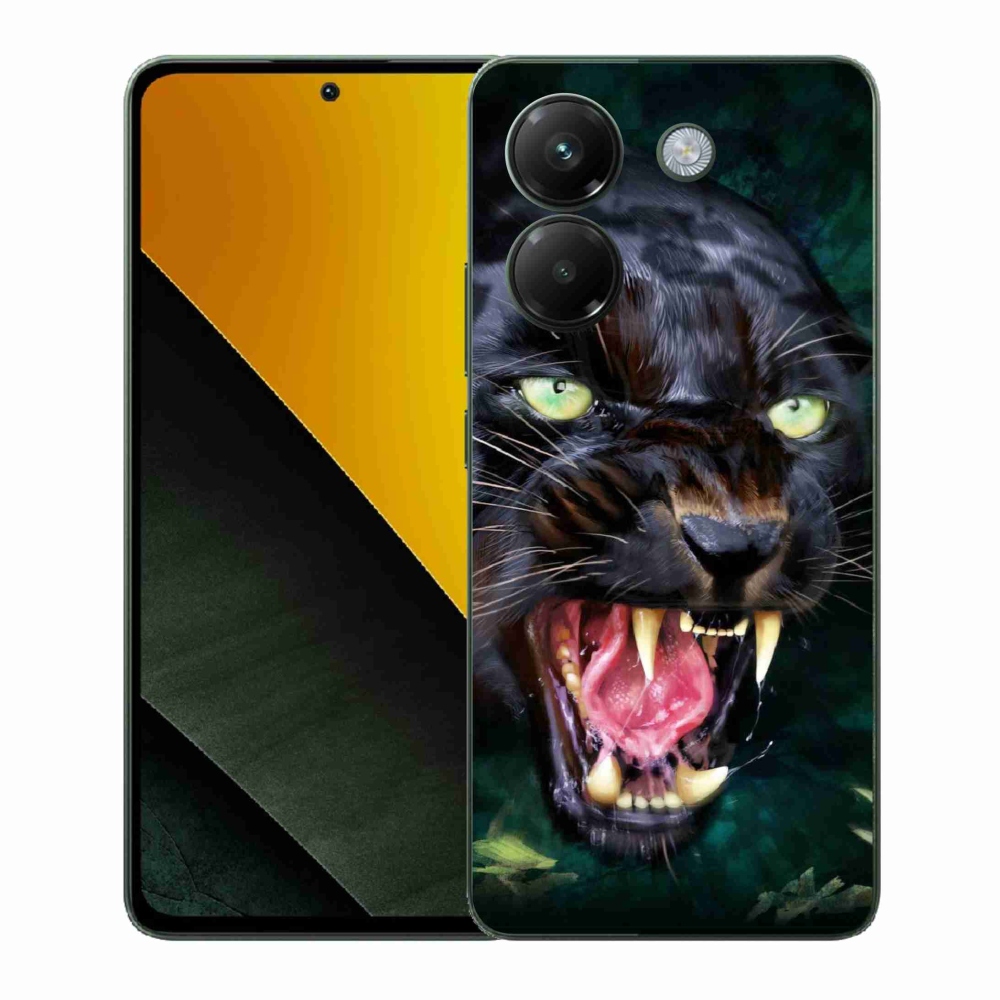 Gél borítás mmCase a Xiaomi Poco M7 Pro 5G-hez - dühös fekete párduc