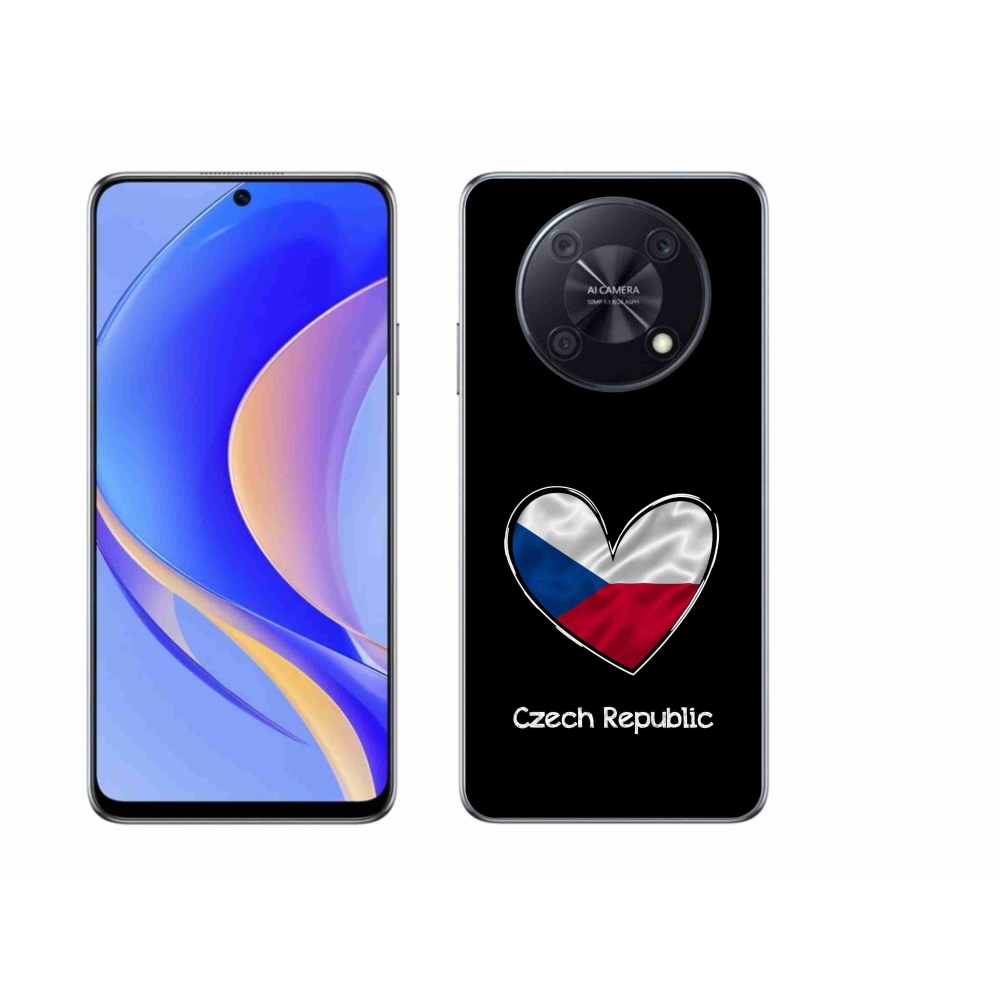Gél borító mmCase a Huawei Nova Y90 - zászló szív fekete háttérrel
