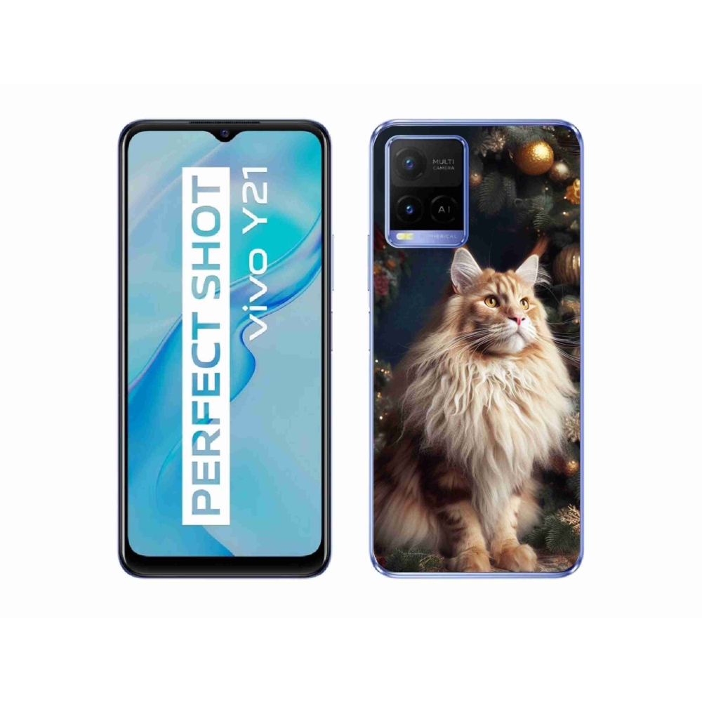 Zselés borítás mmCase a Vivo Y21/Y21s/Y33s készülékhez - macska a fánál