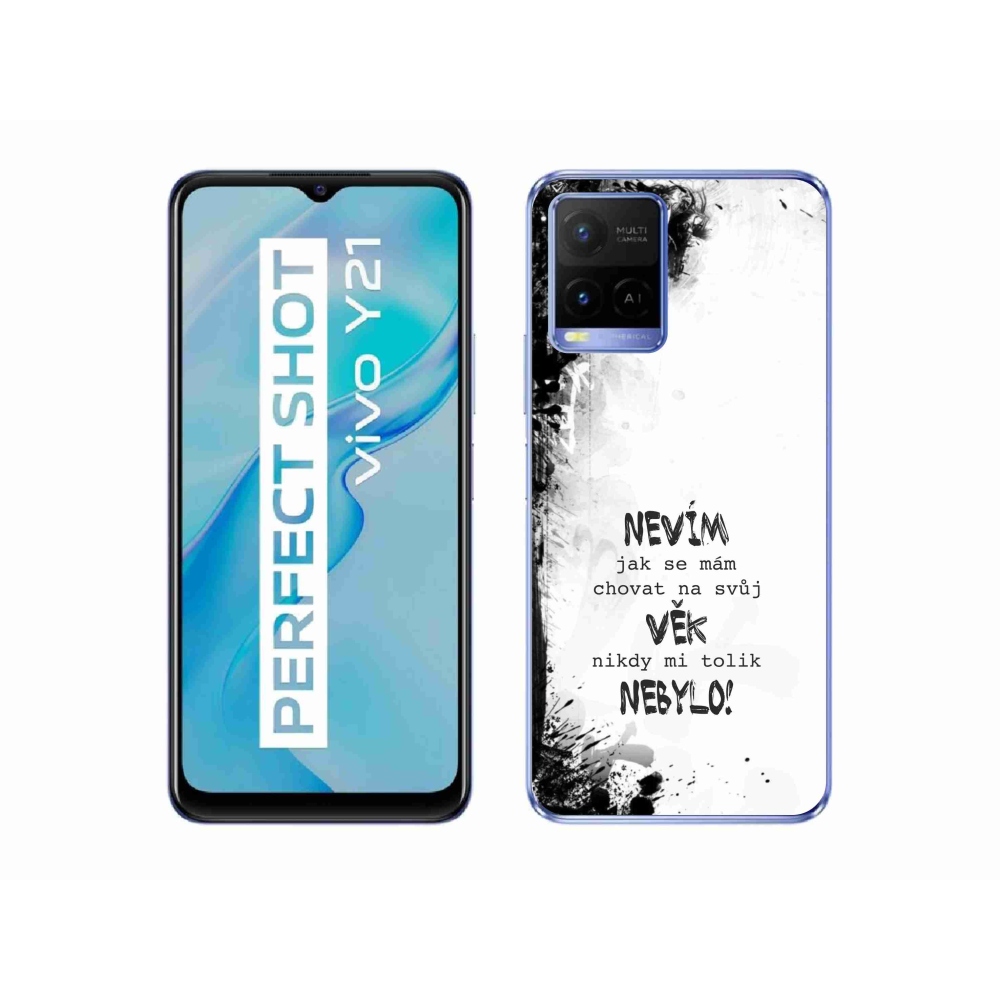 Gél borító mmCase a Vivo Y21/Y21s/Y33s készülékhez - vicces szöveg 14 fehér háttér