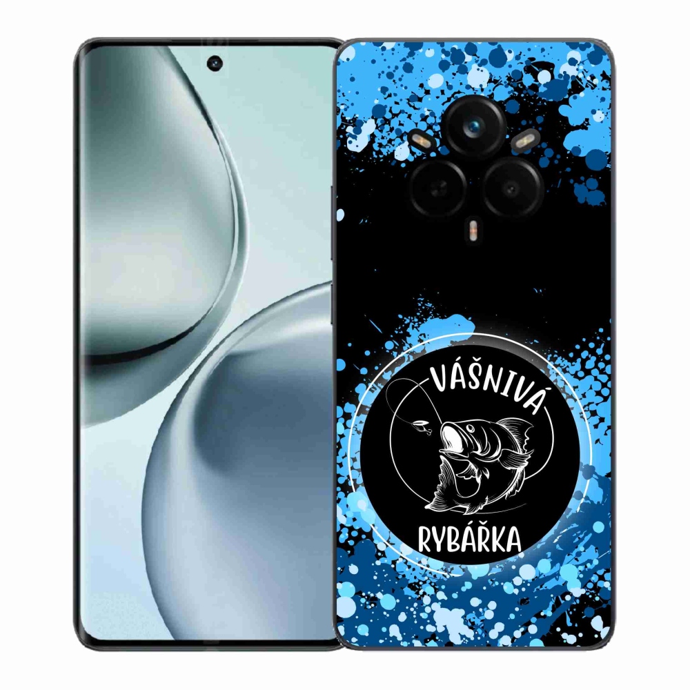 Gél borító mmCase a Realme 14 Pro+ 5G számára - szenvedélyes halásznő fekete háttérrel