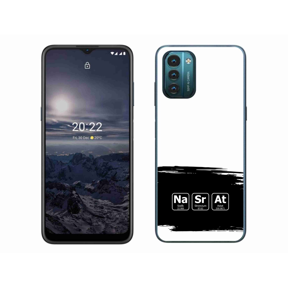 Zselés borító mmCase a Nokia G11/G21 készülékhez - kémiai elemek fekete és fehér háttérrel