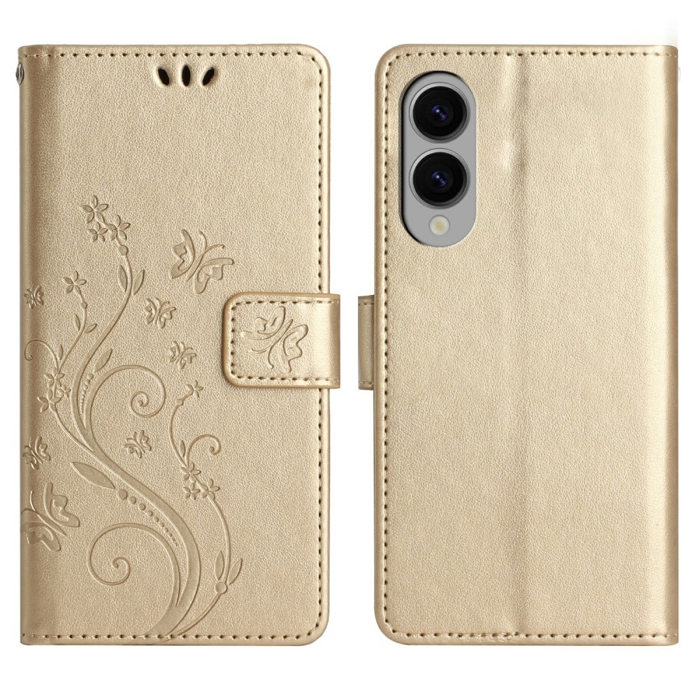 Virágok könyv tok Samsung Galaxy S25 Edge készülékhez - arany színű