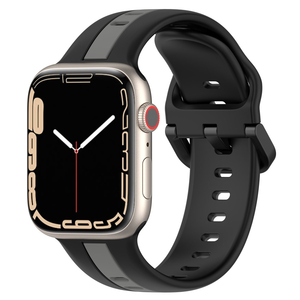 Szíj szilikon szíj Apple Watch Ultra/Ultra 2 49mm/SE/SE 2022/2023 44mm/9/8/7 45mm/6/5/4 44mm/3/2/1 42 mm - fekete/szürke