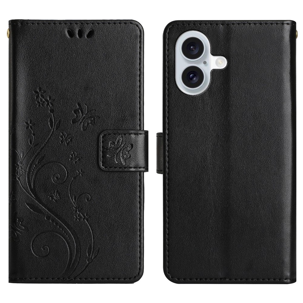 Virágok könyvtáska iPhone 17 készülékhez - fekete