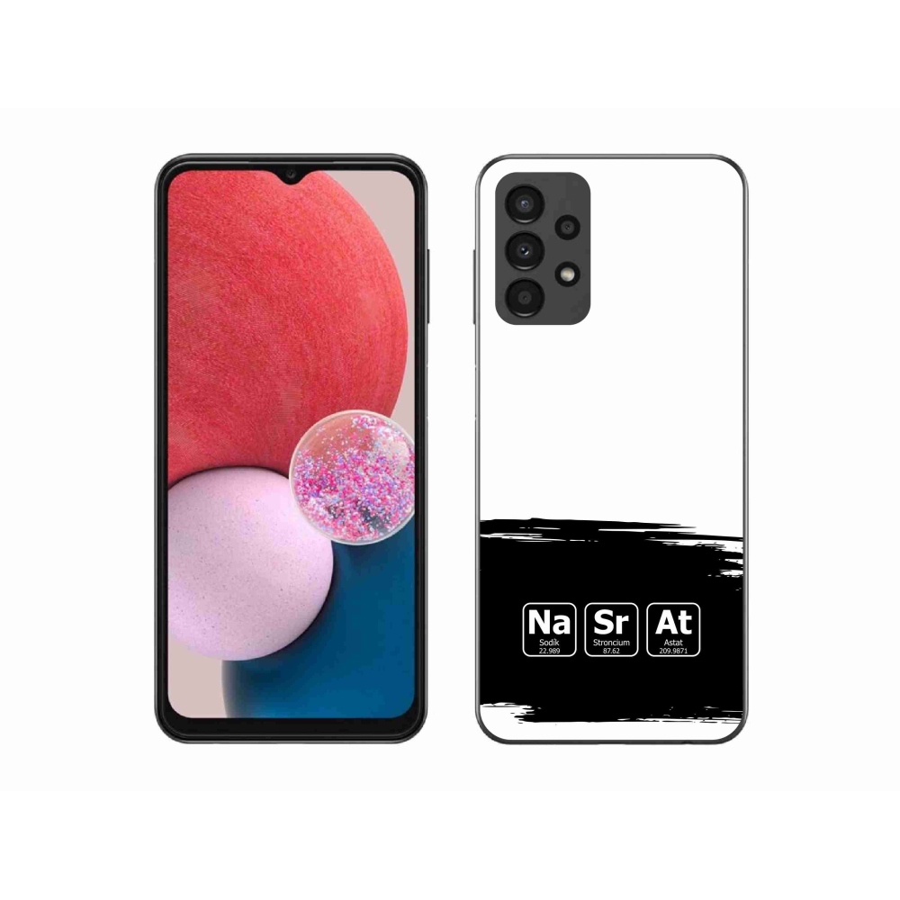 Gél borító mmCase Samsung Galaxy A13 4G - kémiai elemek fekete és fehér háttérrel