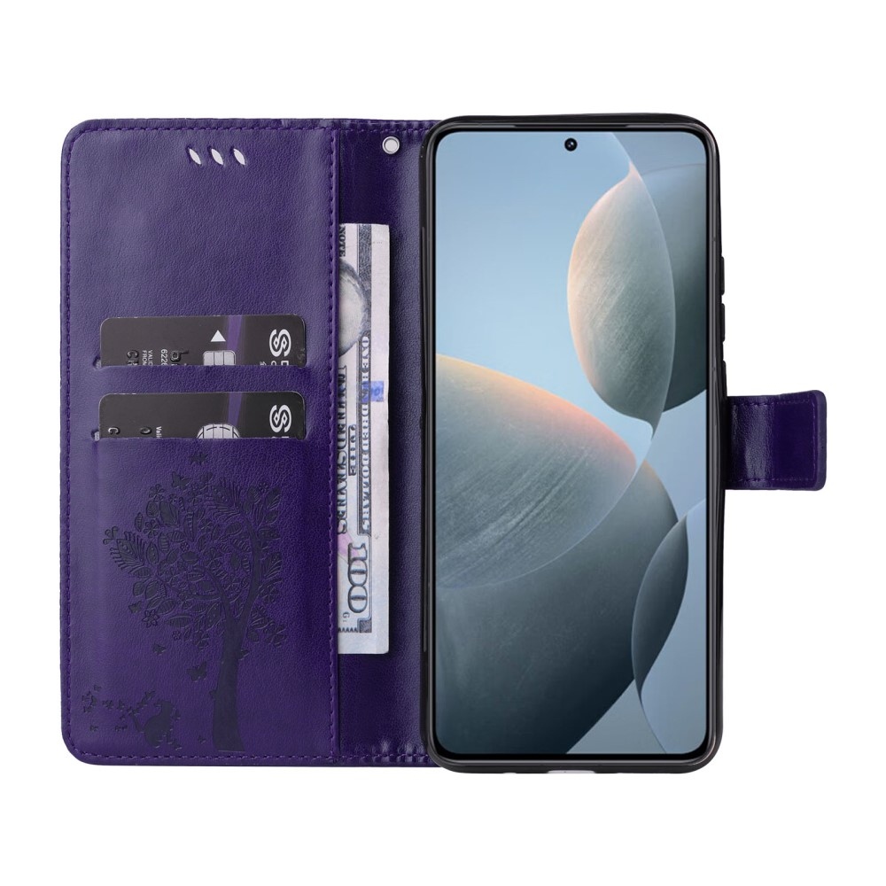 Fák könyv tok Xiaomi 14T-hez - sötétlila