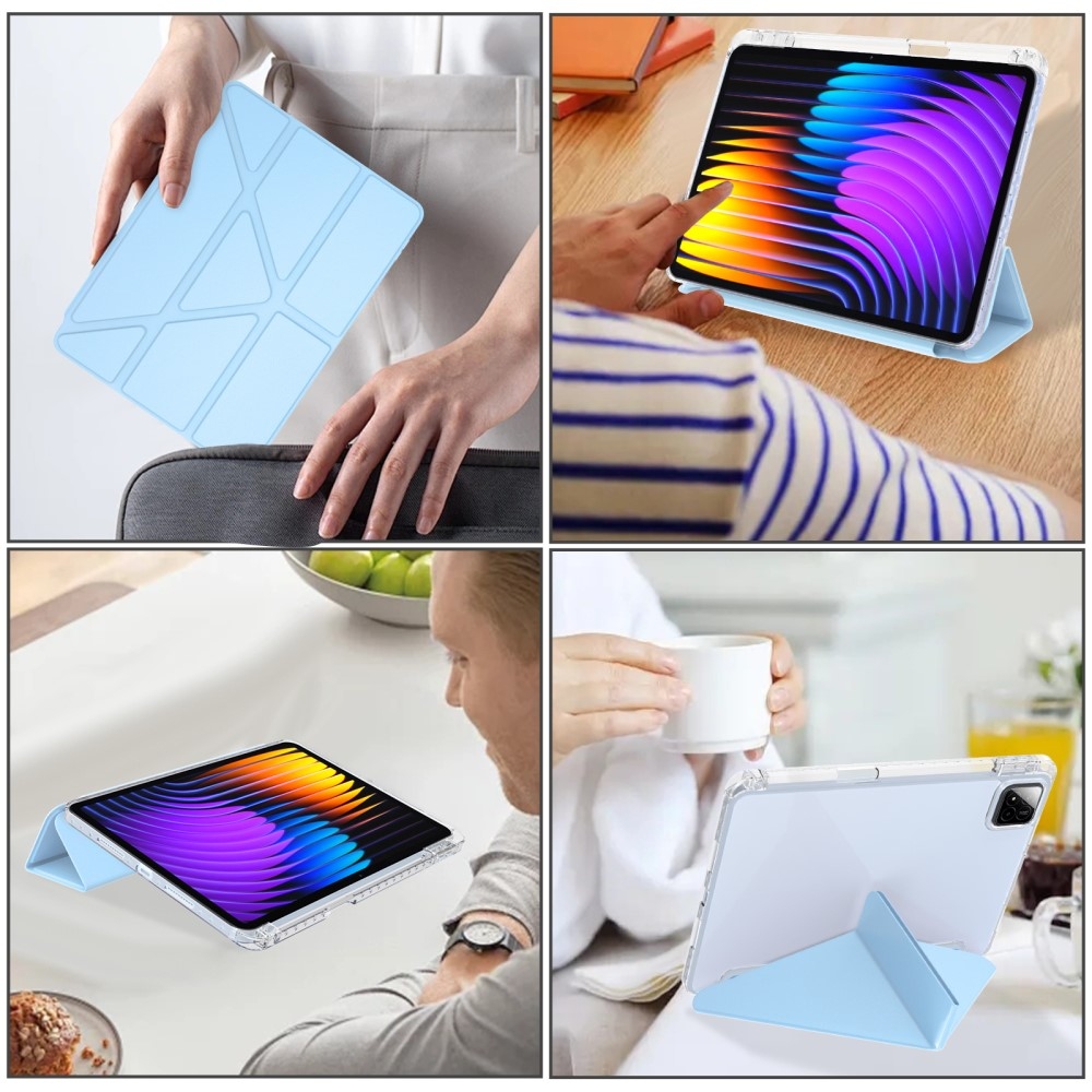 Origami intelligens pozicionáló tok Xiaomi Pad 7/7 Pro táblagéphez - világoskék színben