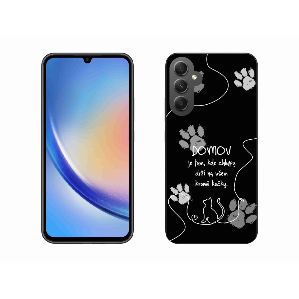 Gél borítás mmCase Samsung Galaxy A34 5G - macska motívum fekete háttérrel