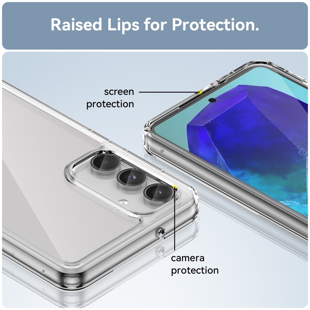 Gél tok kemény hátlappal a Samsung Galaxy M55 5G készülékhez - átlátszó