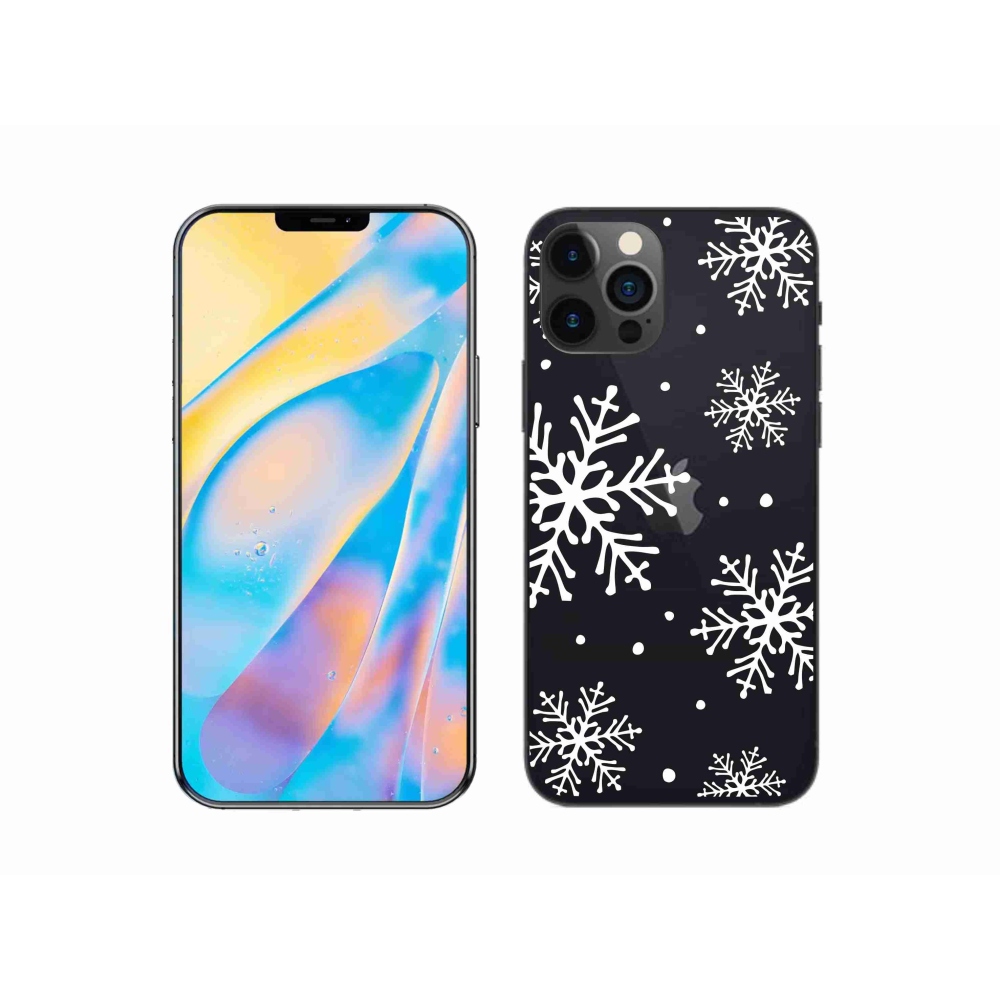 Gél borítás mmCase iPhone 12 készülékhez - fehér pelyhek átlátszó háttéren