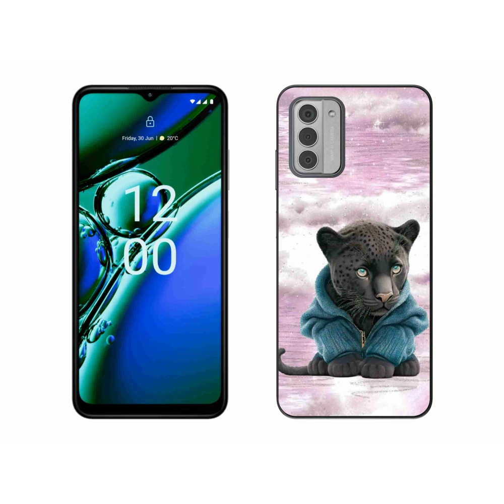 Zselés borítás mmCase a Nokia G42 készülékhez - fekete párduc pulóverben