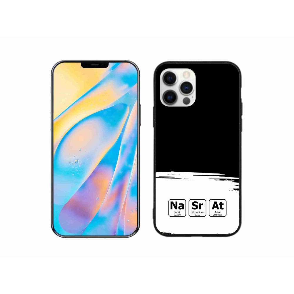 Gél borító mmCase iPhone 12 Pro készülékhez - kémiai elemek fehér és fekete háttérrel