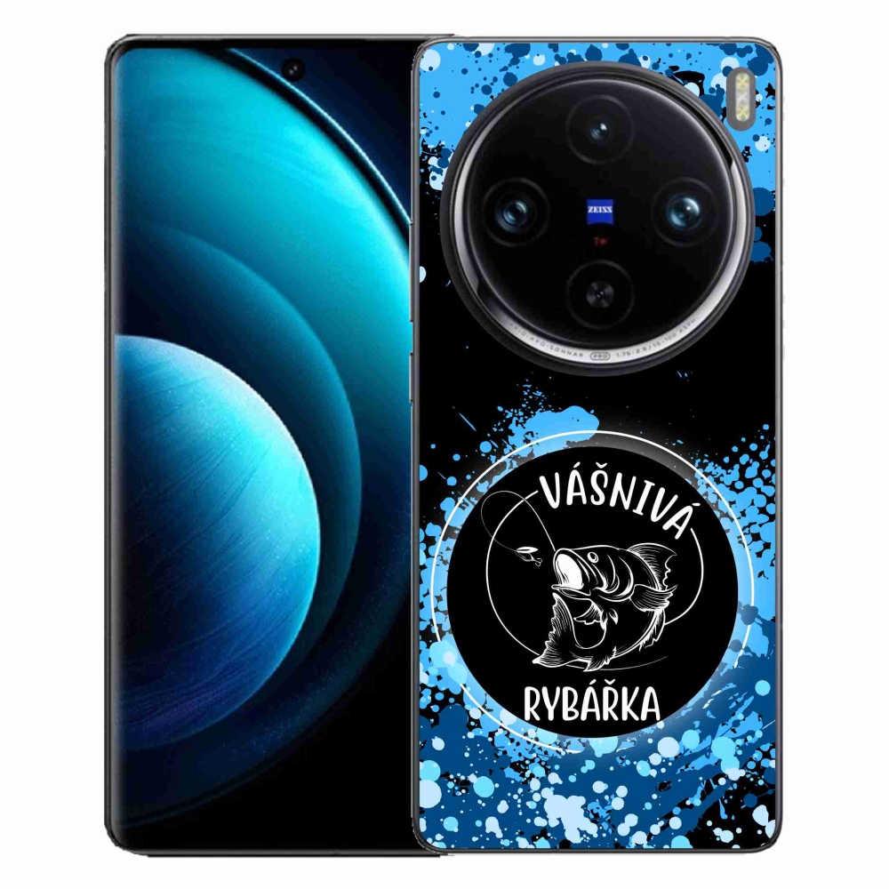 Zselés borítás mmCase a Vivo X100 Pro 5G készülékhez - szenvedélyes halásznő fekete háttérrel