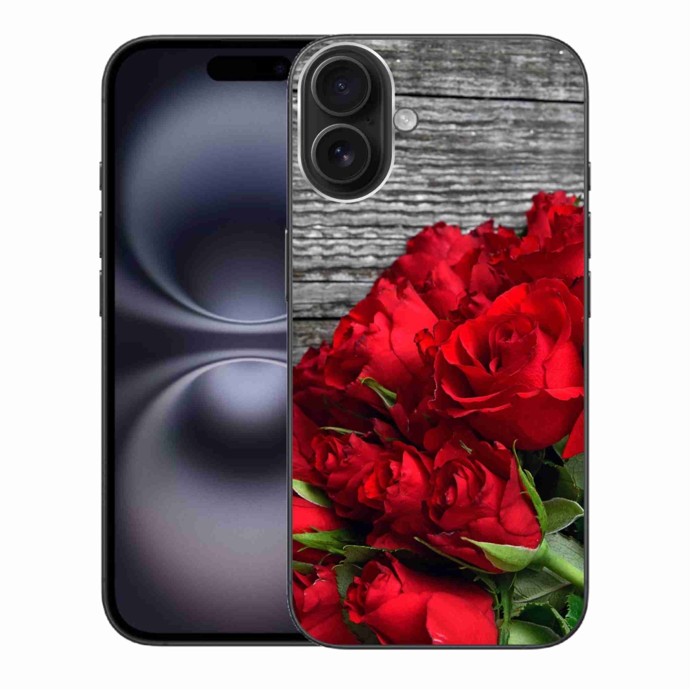 Gél borítás mmCase iPhone 16 Plus készülékhez - piros rózsa