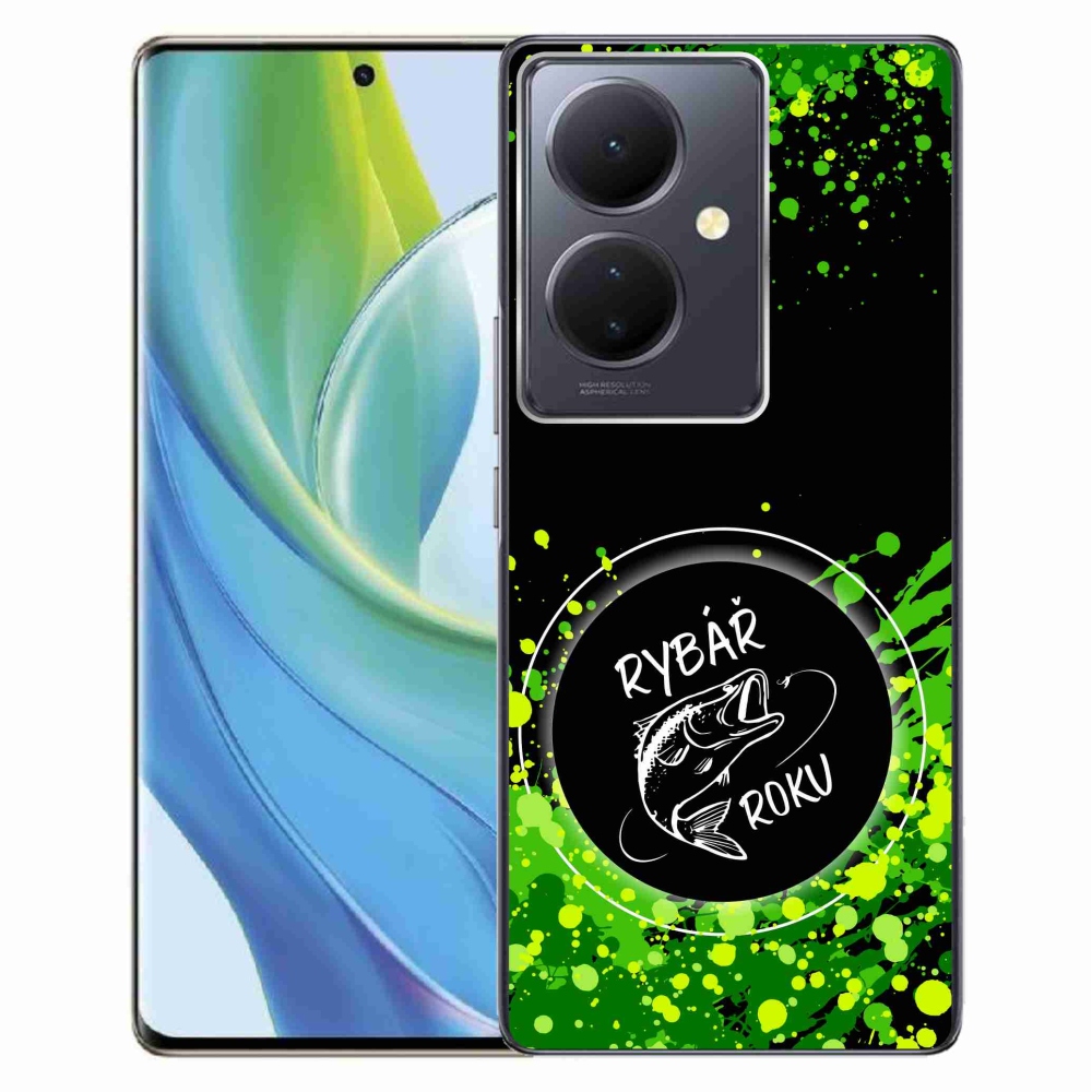 Gél borító mmCase a Vivo V29 Lite 5G-n - az év horgásza fekete háttérrel