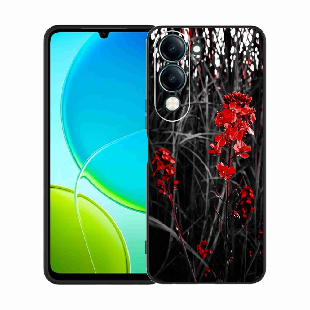 Gél borító mmCase a Vivo Y29s 5G - piros növényen