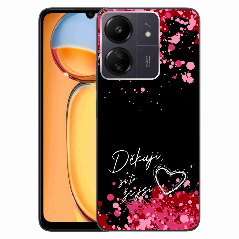 Gél borító mmCase a Xiaomi Poco C65/Redmi 13C - szerelem szöveg 2 fekete háttérrel