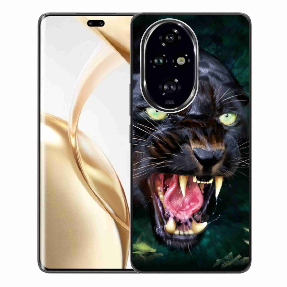 Zselés borítás mmCase a Honor 200 Pro 5G számára - dühös fekete párduc