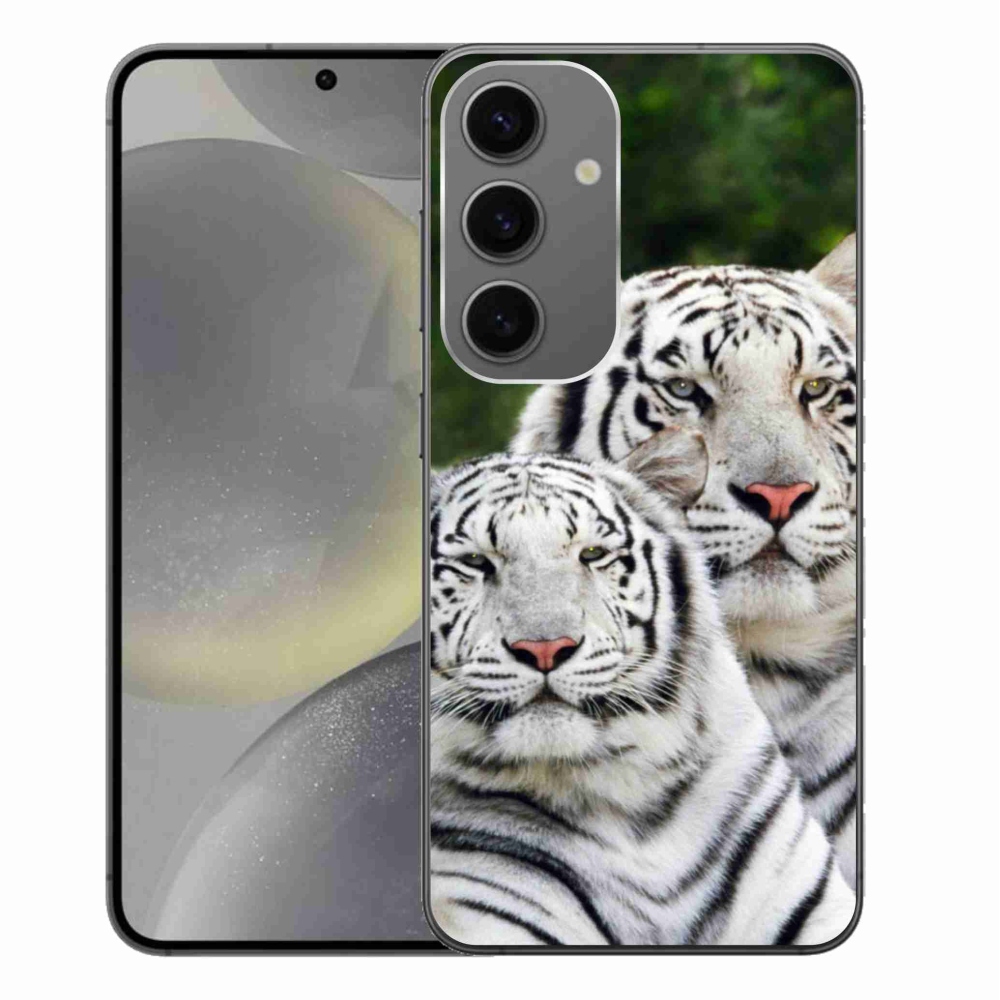 Gél tok mmCase Samsung Galaxy S24+ készülékhez - fehér tigrisek