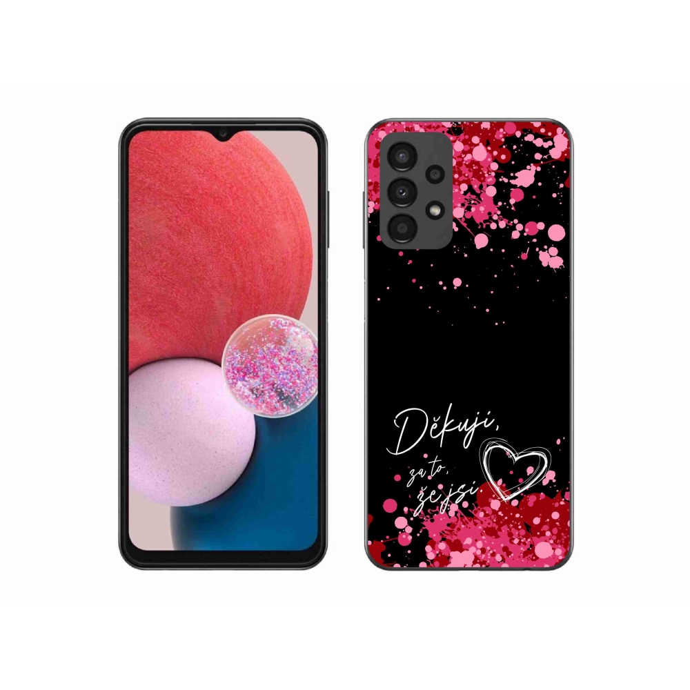 Gél borító mmCase Samsung Galaxy A13 4G - text in love 2 fekete háttér