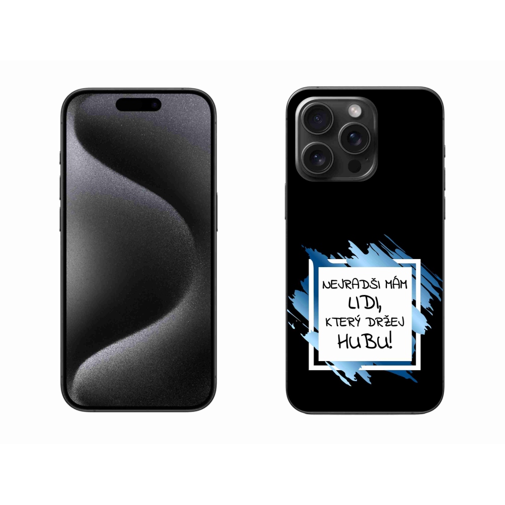 Gél borítás mmCase iPhone 15 Pro Max készülékhez - vicces szöveg 7 fehér és fekete háttérrel