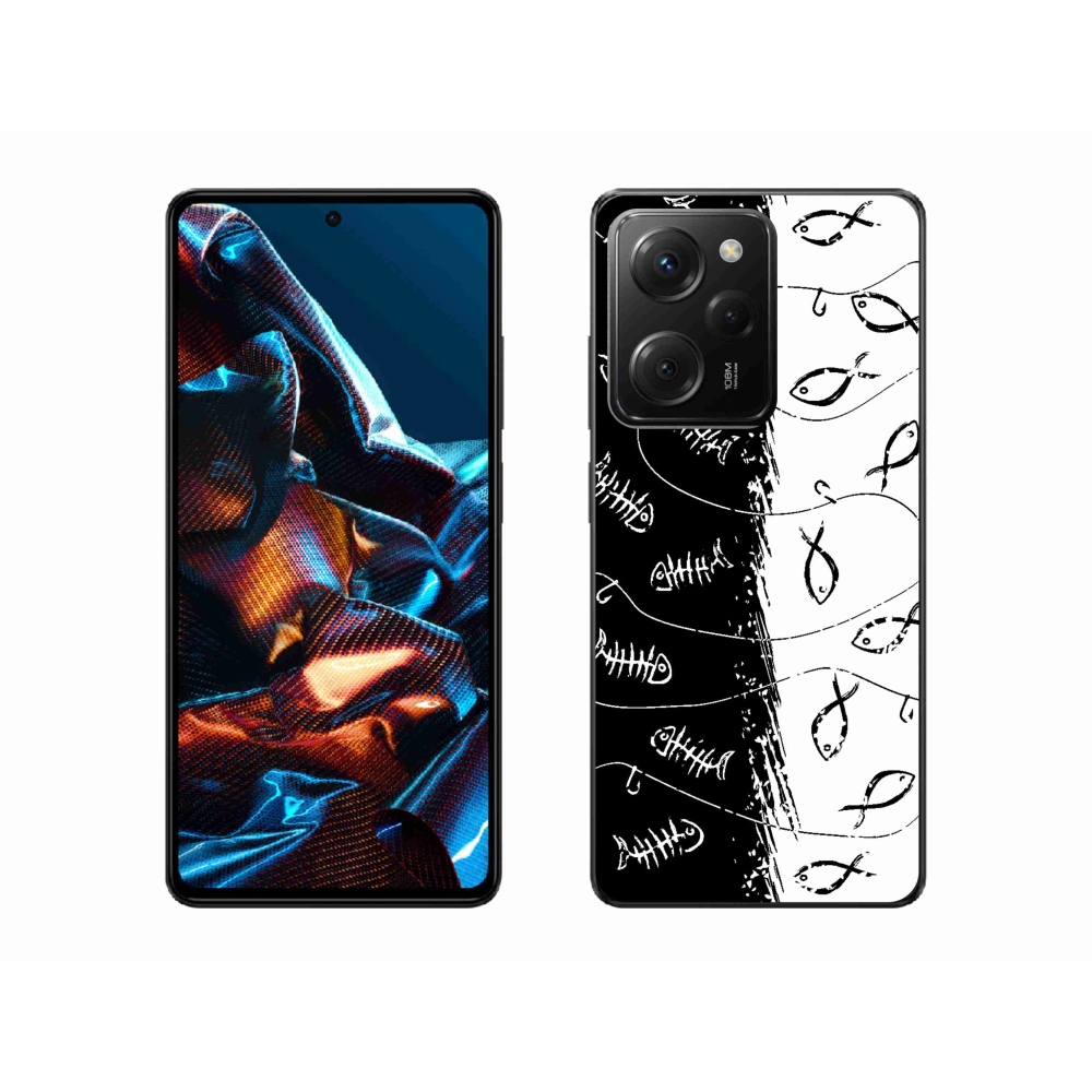 Gél borító mmCase a Xiaomi Poco X5 Pro 5G számára - csontvázak és halak