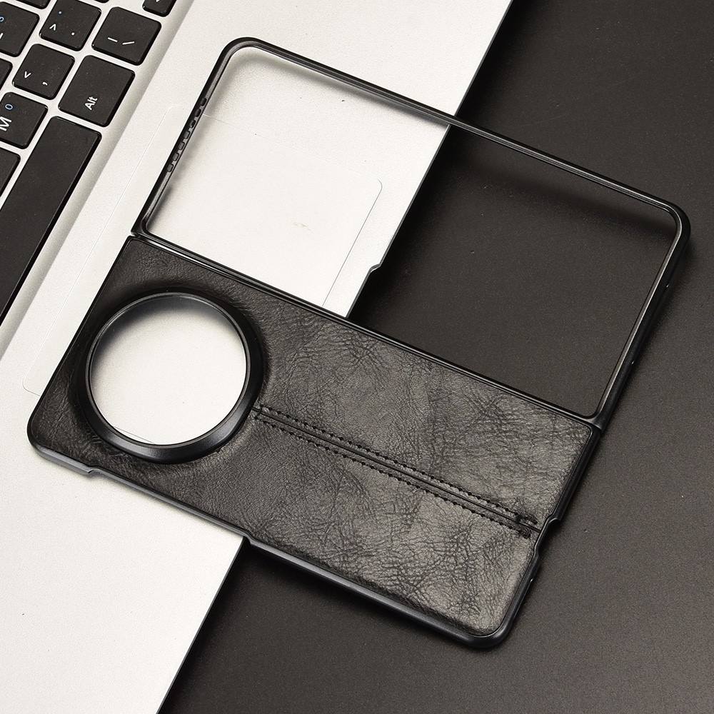 Stitchi műanyag tok műbőrrel borítva Honor Magic V5 készülékhez - fekete