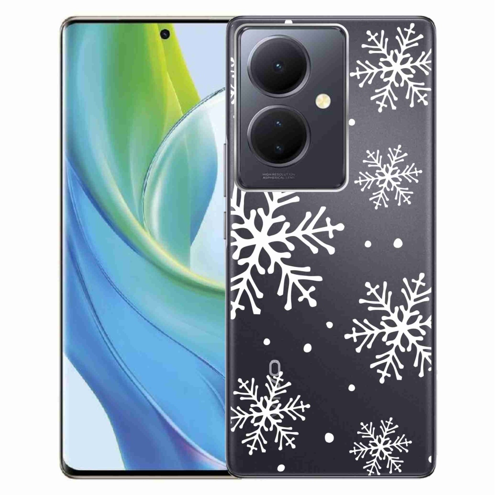 Gél borítás mmCase a Vivo V29 Lite 5G-n - fehér pelyhek átlátszó háttéren