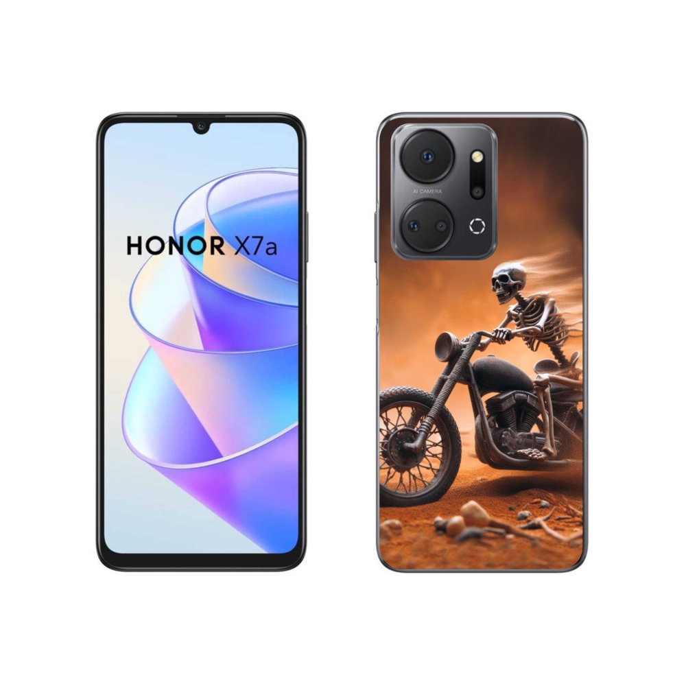 Gél borítás mmCase a Honor X7a számára - csontváz egy motorkerékpáron