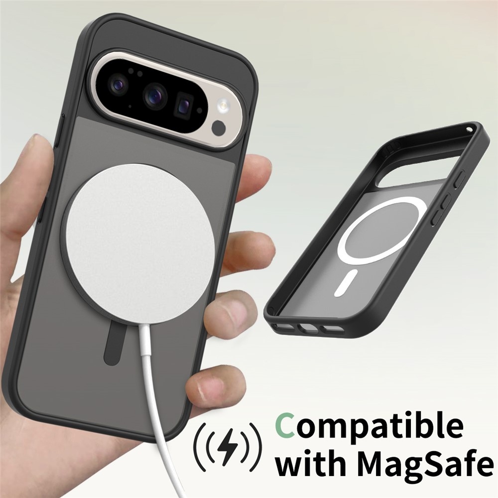 Bőr zselés tok fix hátlappal és MagSafe támogatással a Google Pixel 10 Pro/Pixel 10 készülékhez - fekete