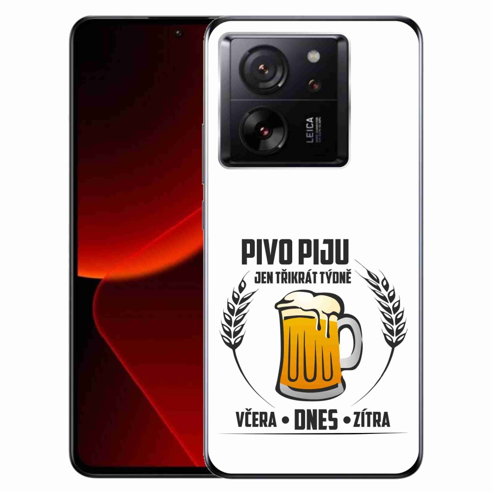 Gél borítás mmCase a Xiaomi 13T/13T Pro készülékhez - sör motívum fehér háttérrel