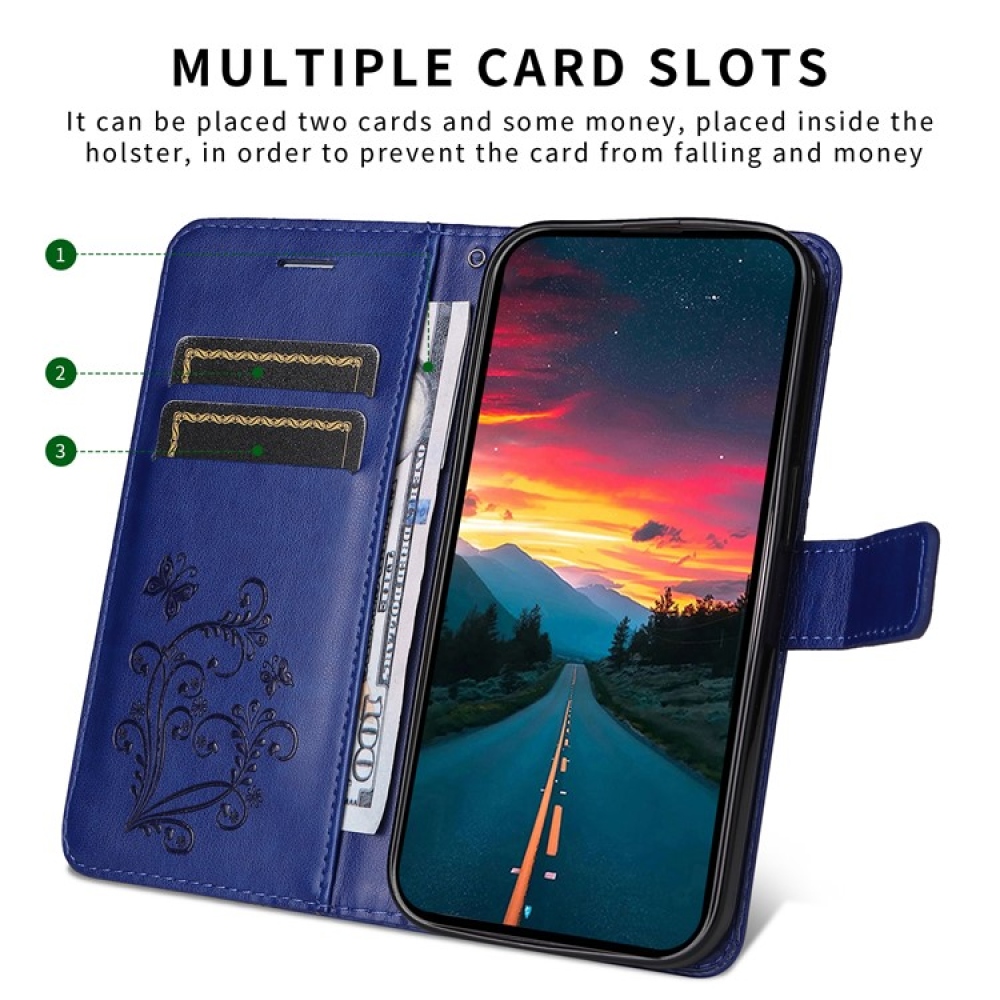 Nagy pillangó könyv tok a Vivo Y29s 5G-hez - kék