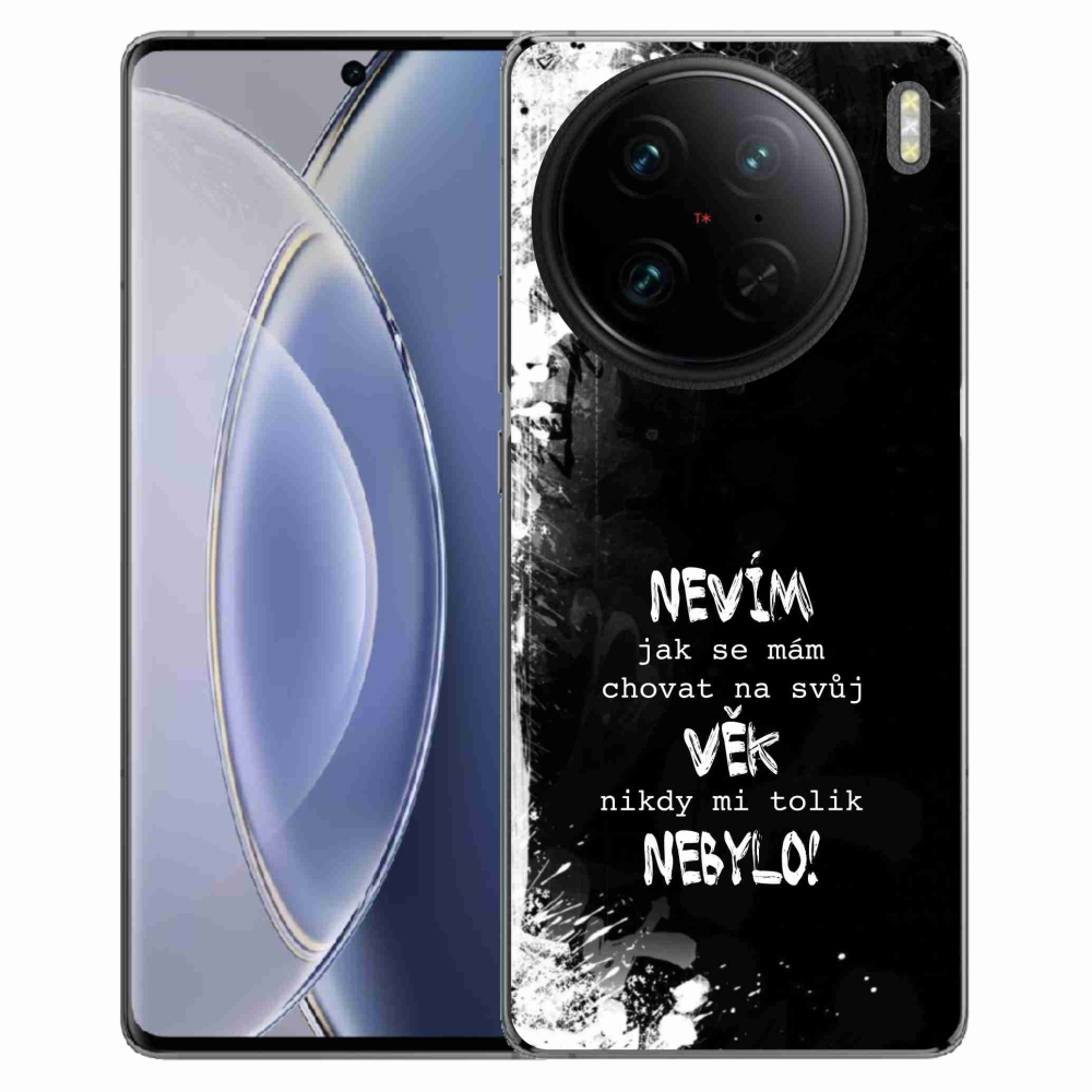 Gél borító mmCase a Vivo X90 Pro készülékhez - vicces szöveg 14 fekete háttér