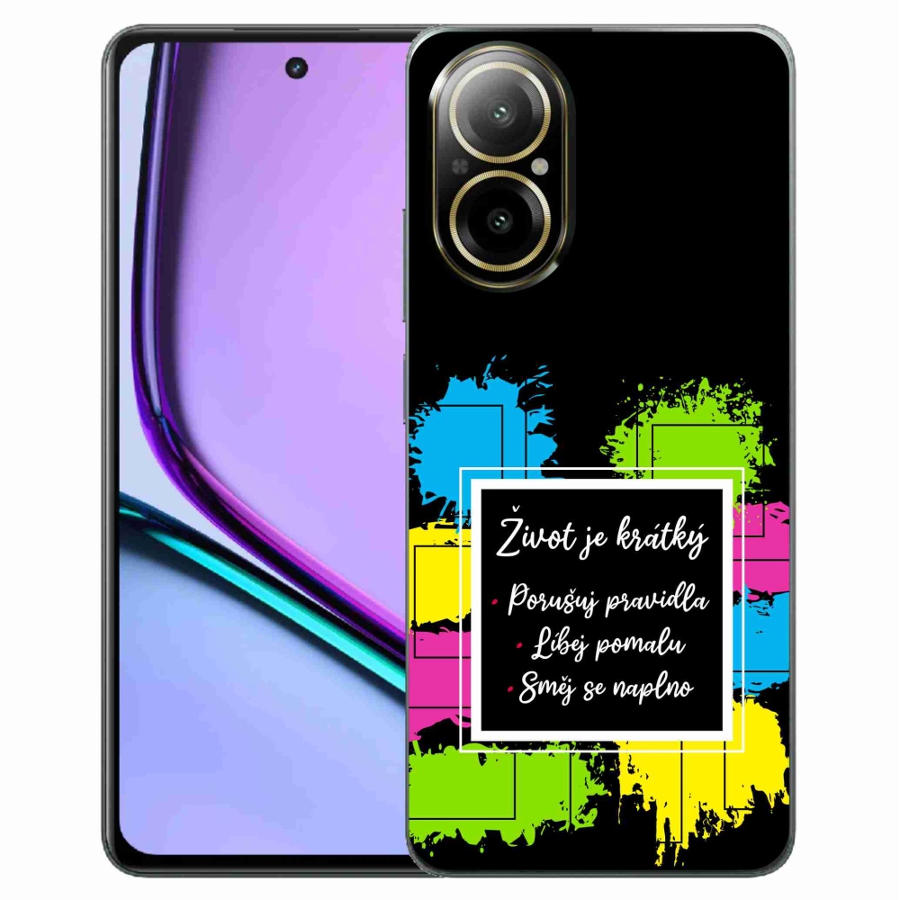 Gél borítás mmCase a Realme C67-en - idézet 5 fekete háttér