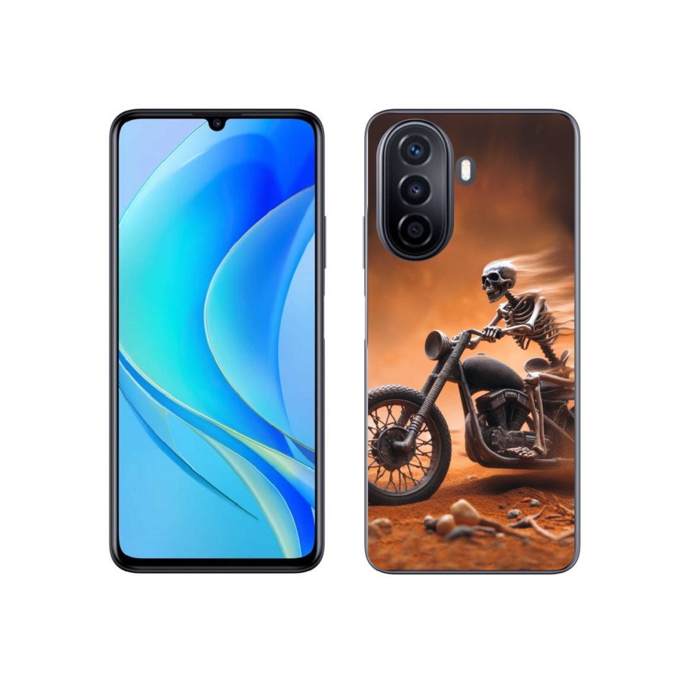 Gél borítás mmCase a Huawei Nova Y70-hez - csontváz egy motorkerékpáron