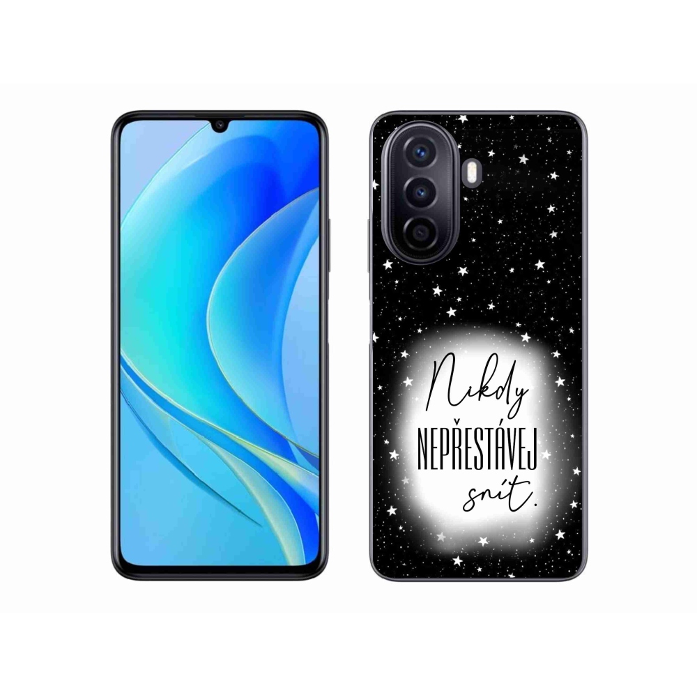 Gél borító mmCase a Huawei Nova Y70 készülékhez - idézet 1 fehér és fekete háttérrel