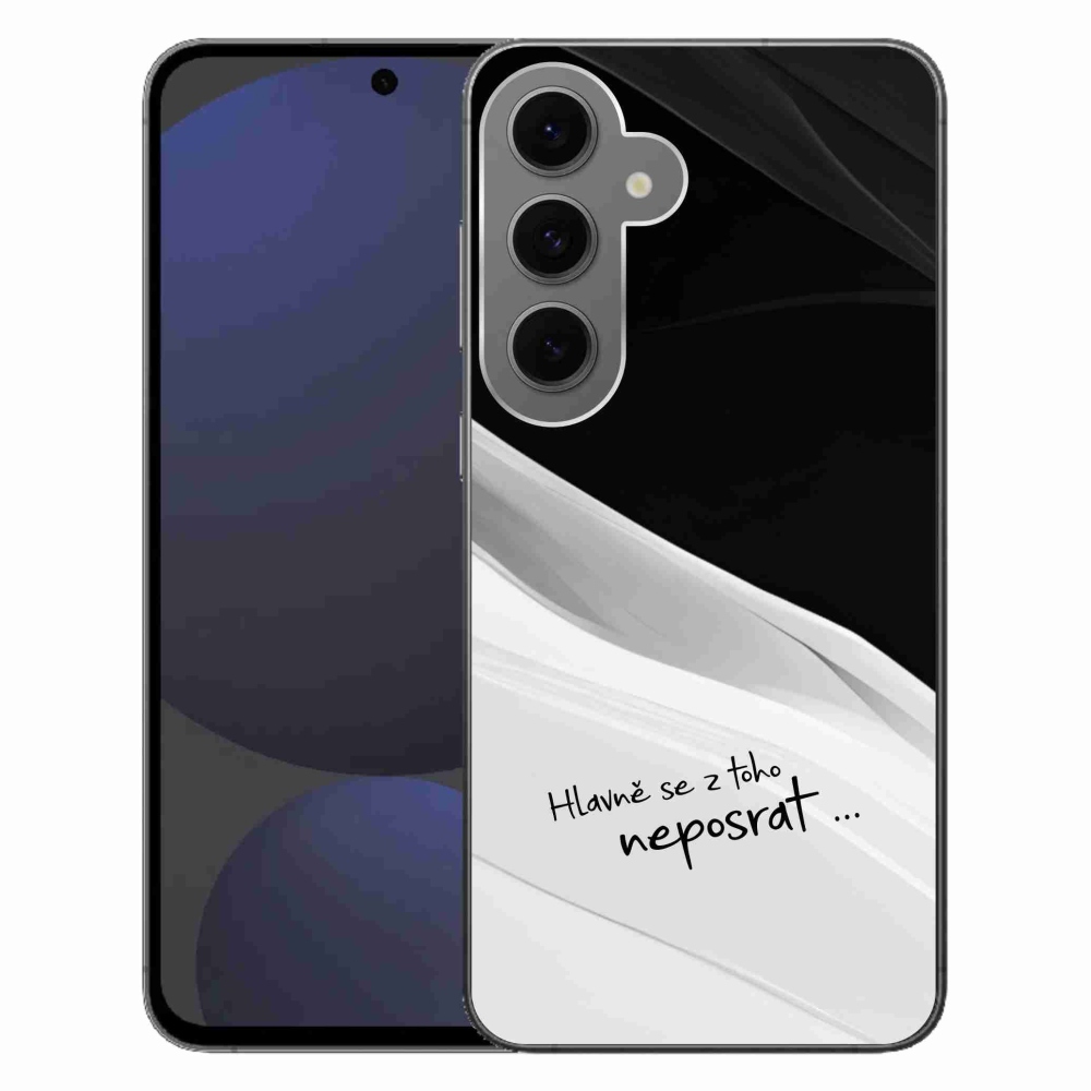 Gél borító mmCase Samsung Galaxy S24 FE készülékhez - vicces szöveg 13 fehér és fekete háttérrel