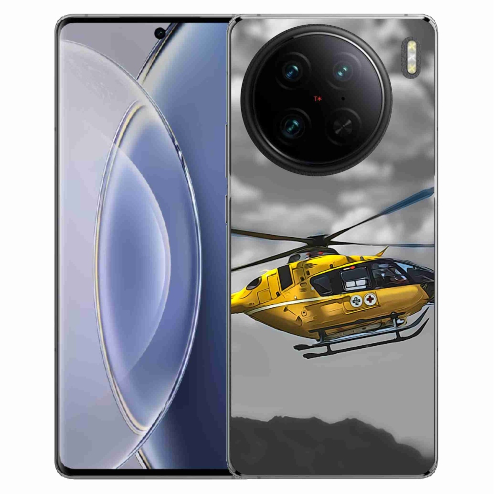 Zselés borítás mmCase Vivo X90 Pro - sárga helikopterhez